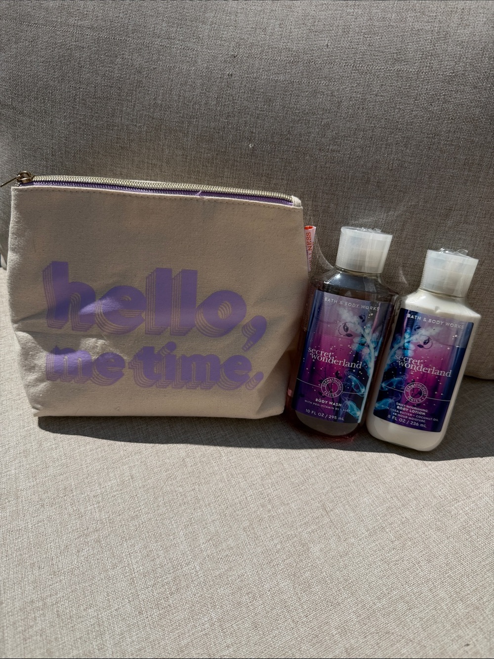 Bath & Body Works Secret Wonderland Set with 'Hello, Me Time' Pouch - Purple